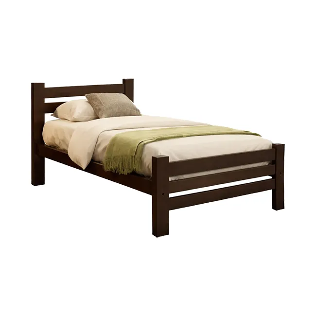 Cama 1 plaza pino lustrado wengue