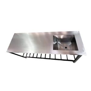 mesa de trabajo tapa de acero con bacha 1.90mx70cm patas fijas